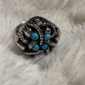Silver and Blue Women's Avon Ring